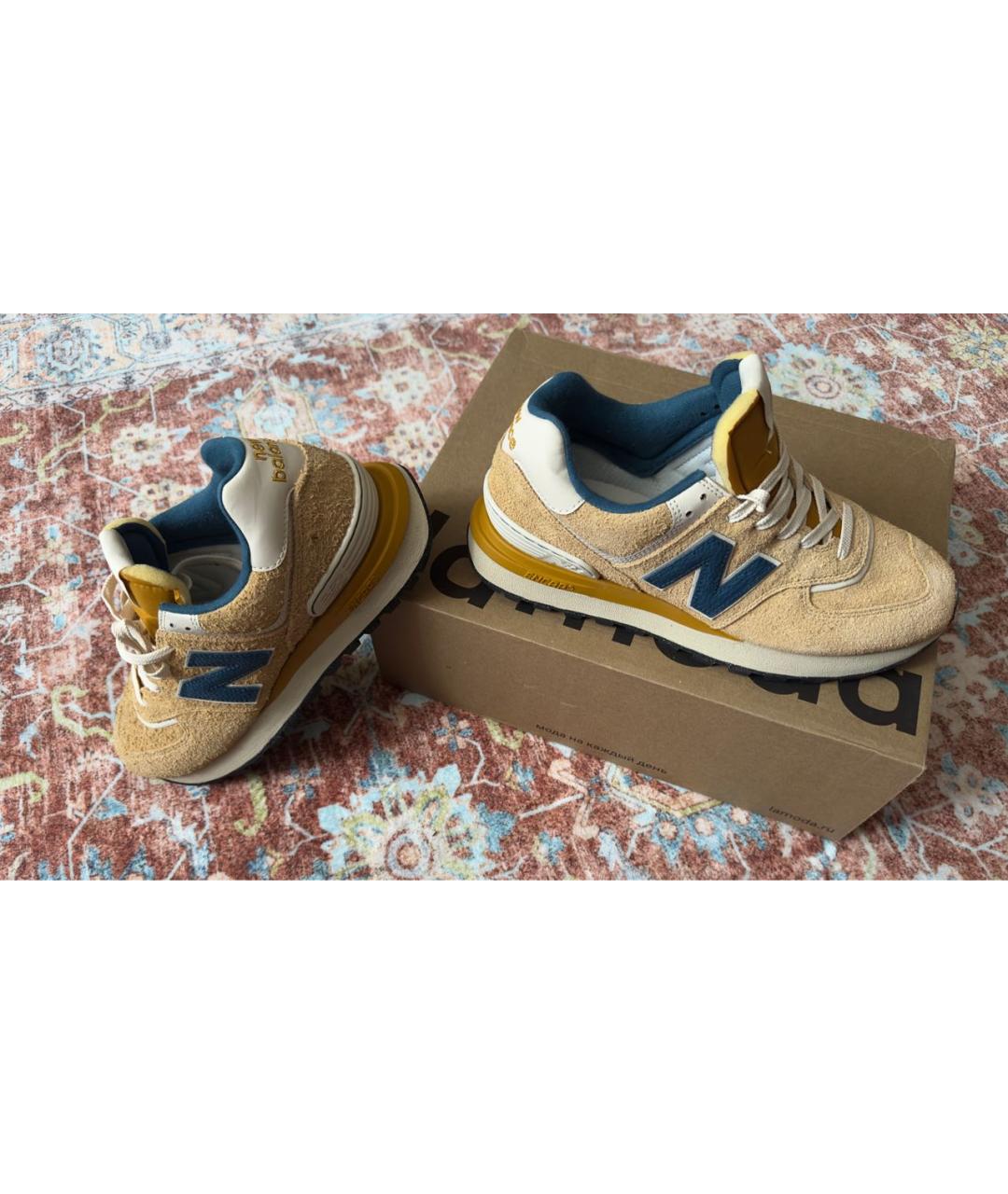 NEW BALANCE Бежевые замшевые низкие кроссовки / кеды, фото 3