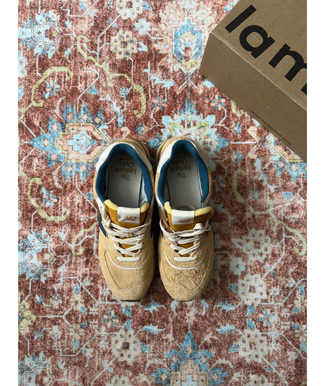 NEW BALANCE Бежевые замшевые низкие кроссовки / кеды, фото 2