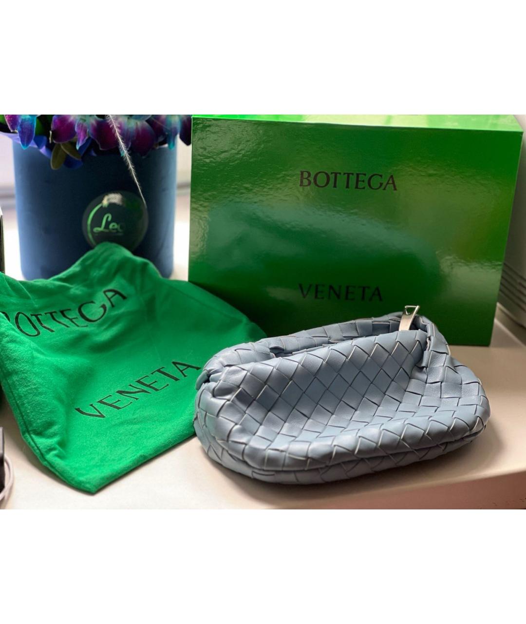 BOTTEGA VENETA Голубая кожаная сумка с короткими ручками, фото 3