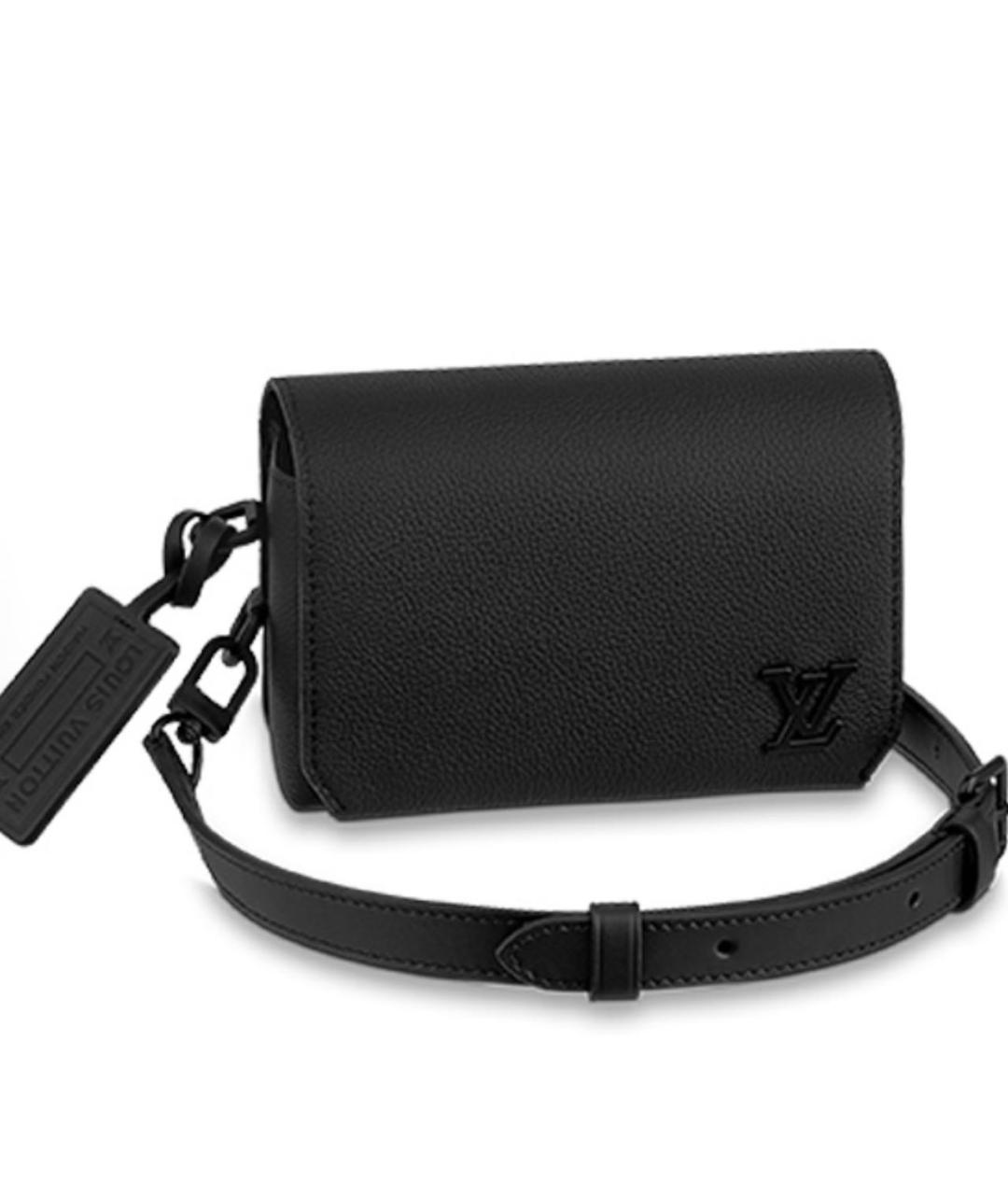 LOUIS VUITTON Черная кожаная сумка на плечо, фото 6