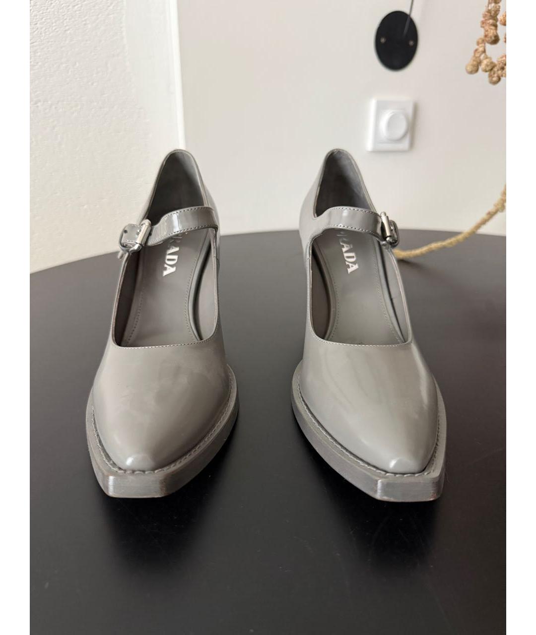 PRADA Антрацитовые кожаные туфли, фото 7