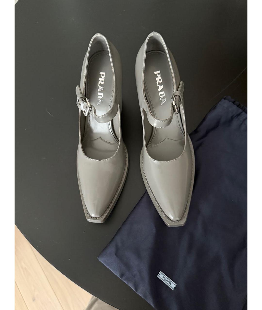 PRADA Антрацитовые кожаные туфли, фото 2