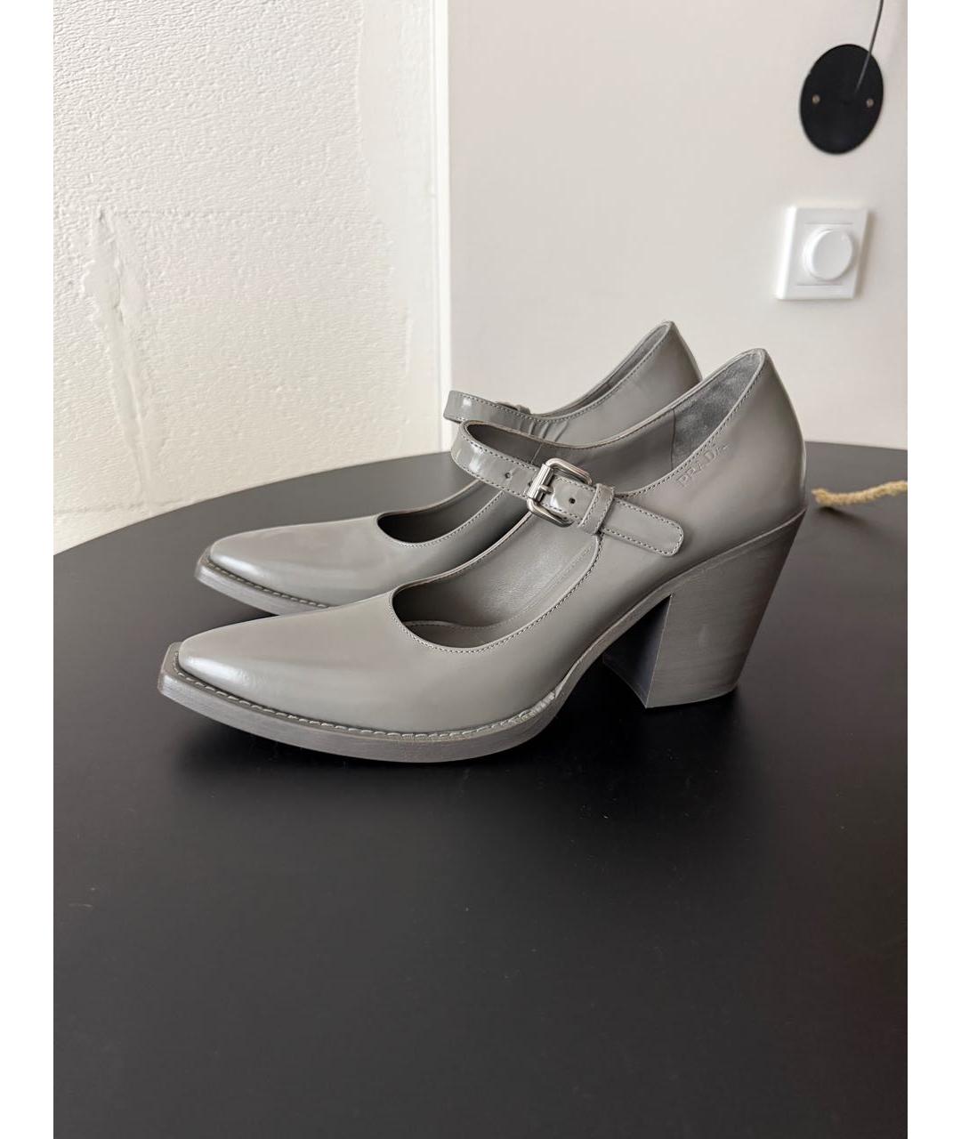 PRADA Антрацитовые кожаные туфли, фото 8