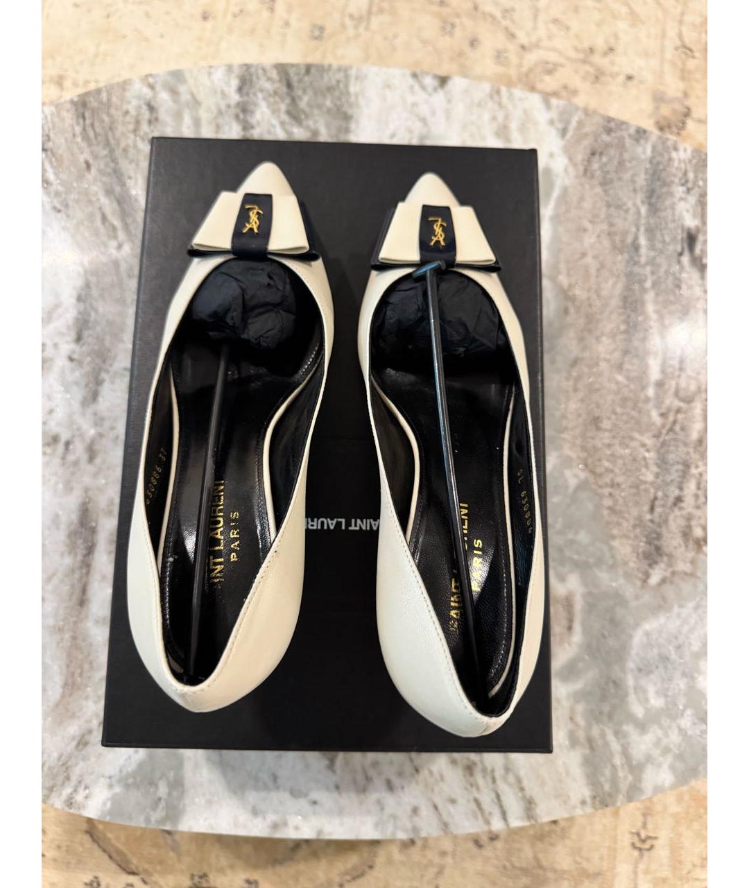 SAINT LAURENT Белые кожаные туфли, фото 3