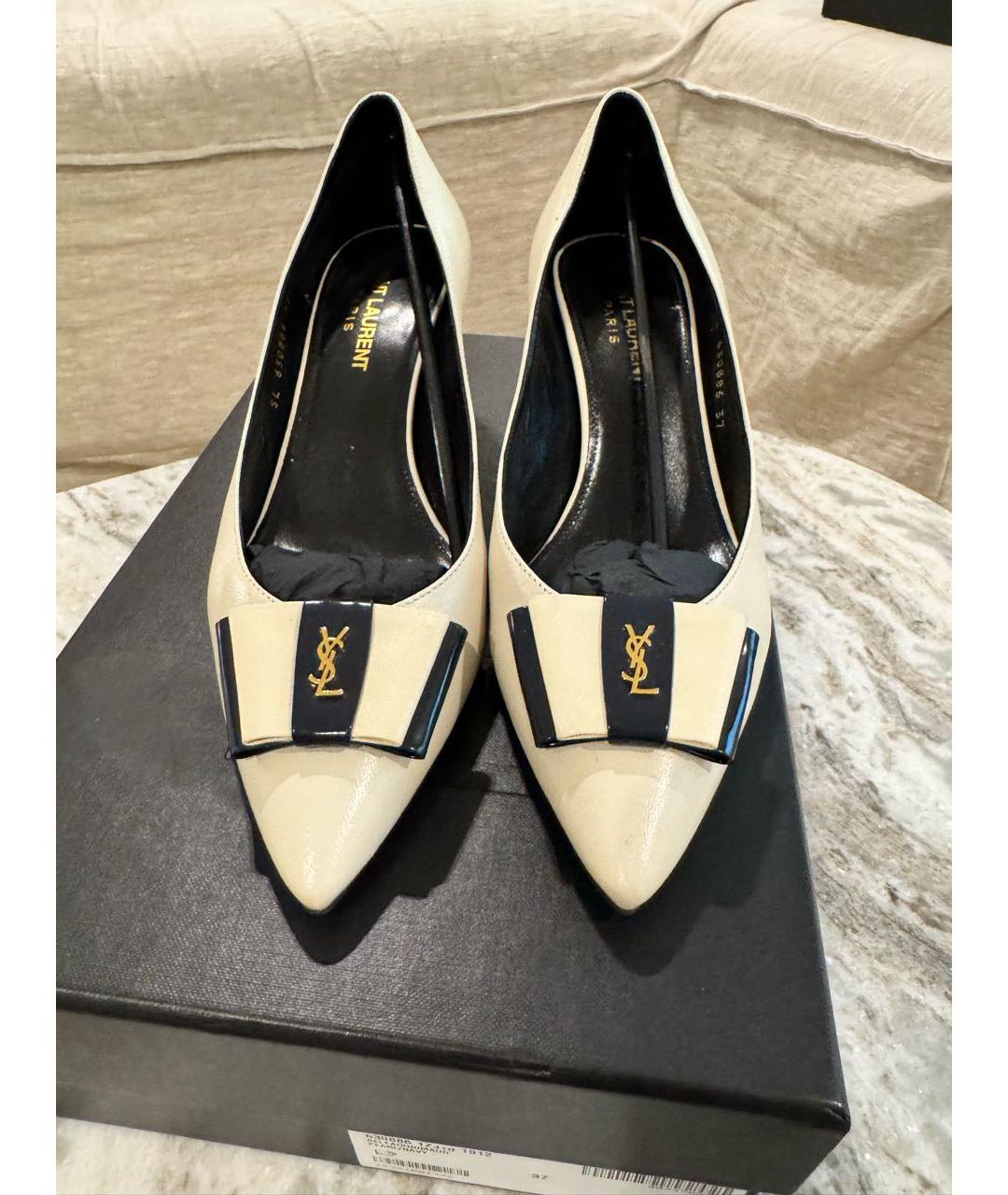 SAINT LAURENT Белые кожаные туфли, фото 2