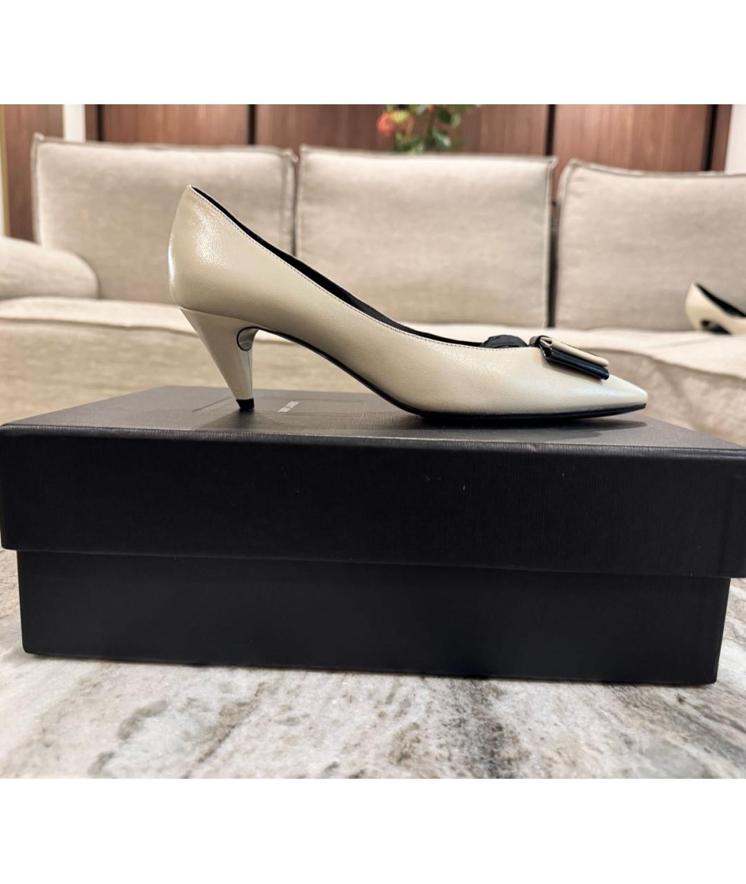 SAINT LAURENT Белые кожаные туфли, фото 6