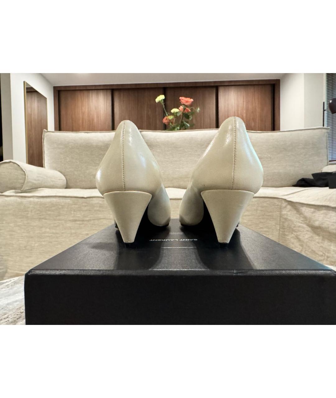 SAINT LAURENT Белые кожаные туфли, фото 4