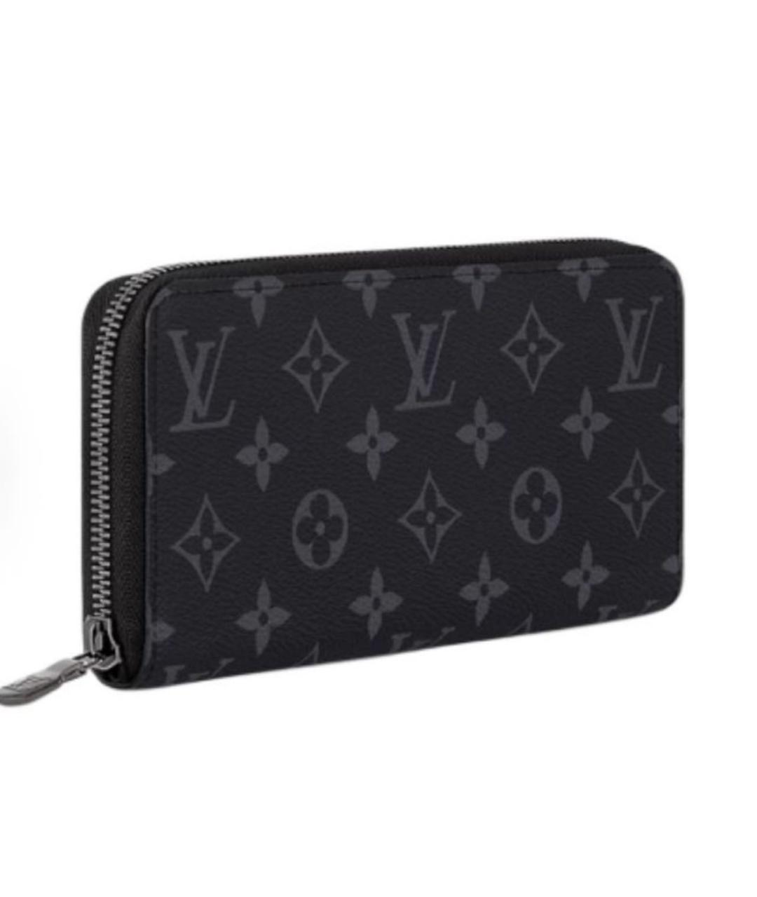 LOUIS VUITTON Черный кожаный кошелек, фото 2