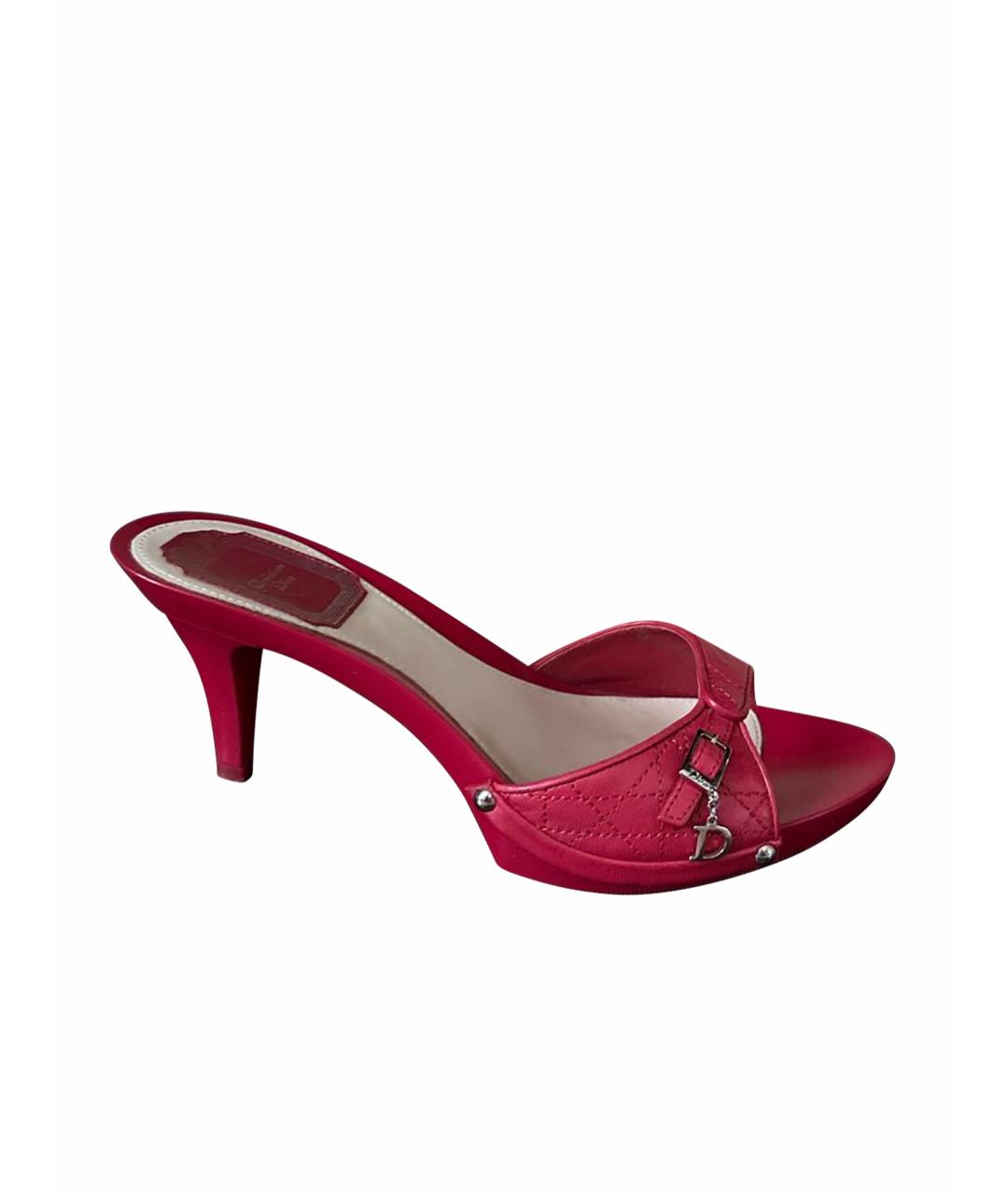 CHRISTIAN DIOR Красные кожаные сабо, фото 1
