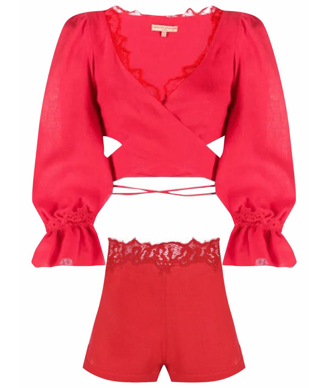 ERMANNO SCERVINO Красный льняной костюм с брюками, фото 1
