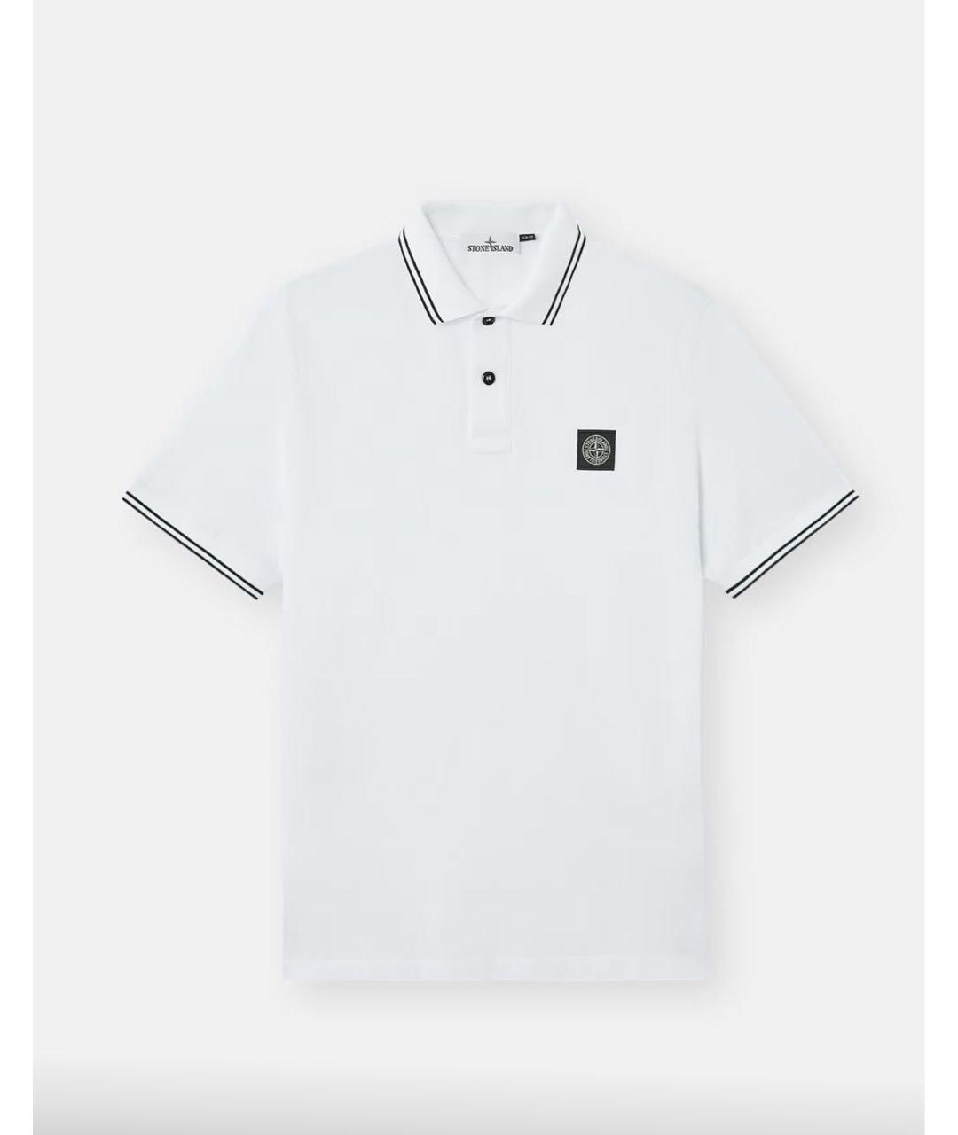 STONE ISLAND Белое хлопковое поло с коротким рукавом, фото 6