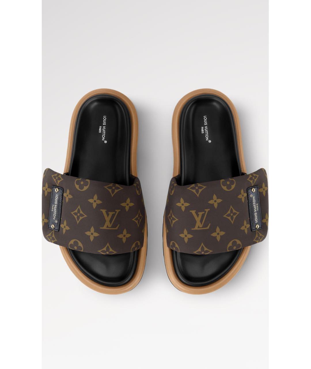 LOUIS VUITTON Коричневые шлепанцы из экзотической кожи, фото 2