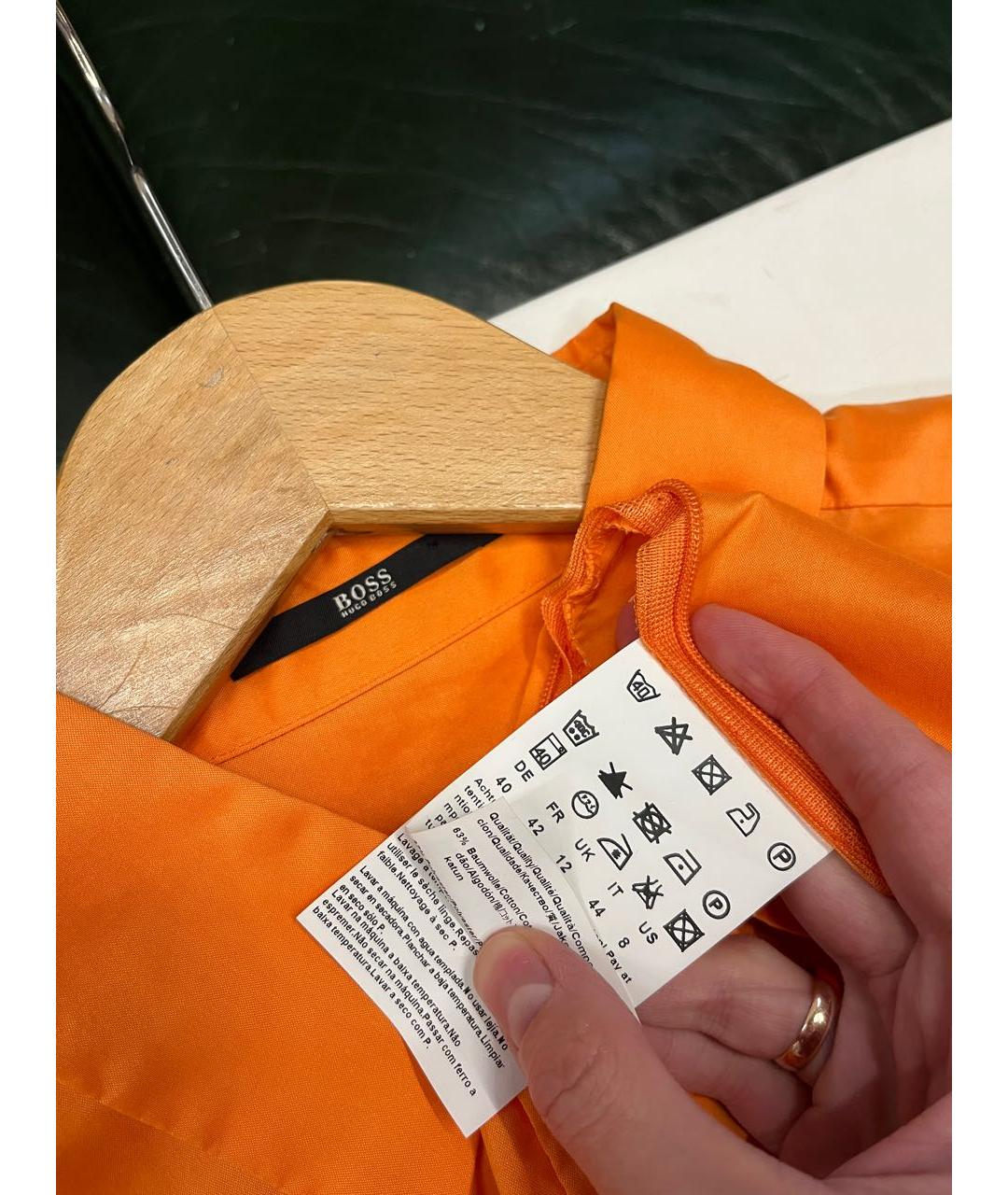HUGO BOSS Оранжевая хлопко-эластановая блузы, фото 4
