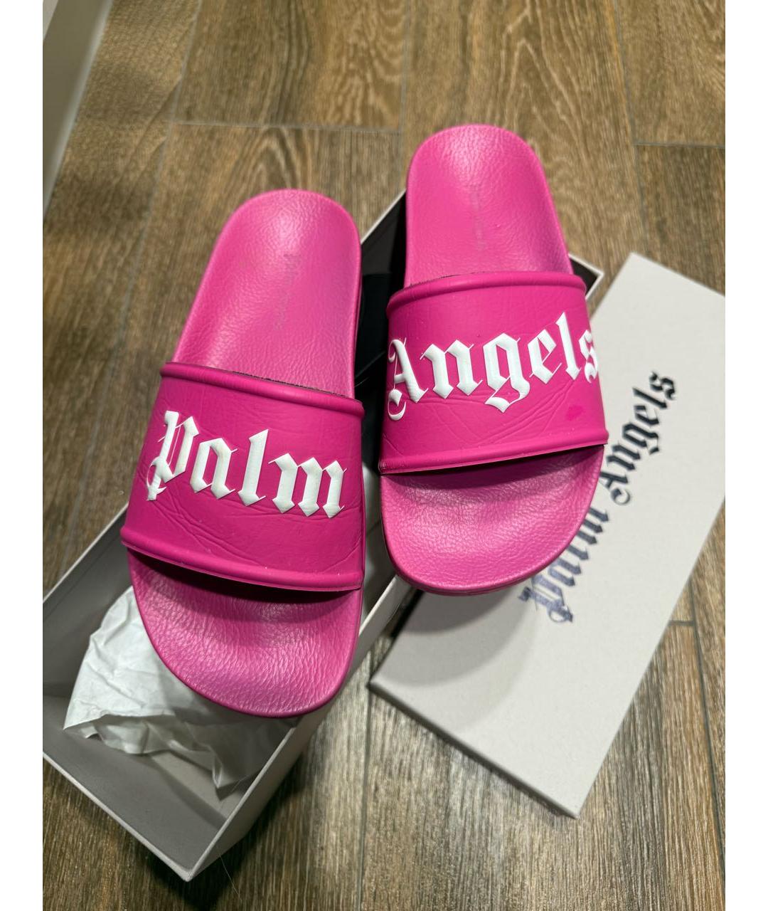 PALM ANGELS Розовые резиновые сандалии и шлепанцы, фото 3