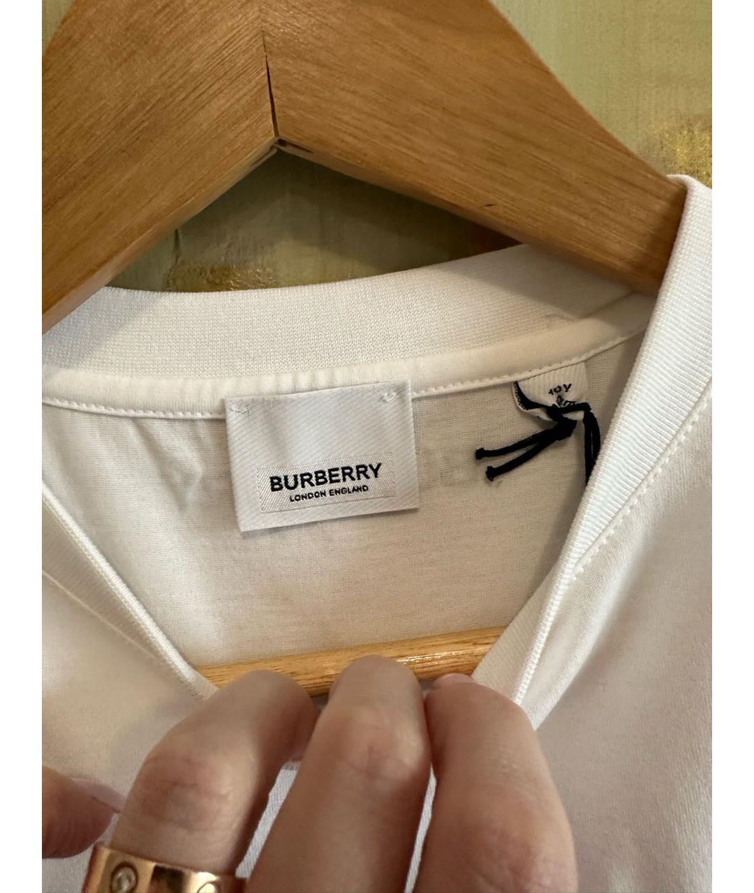 BURBERRY Белая хлопковая детская футболка, фото 3