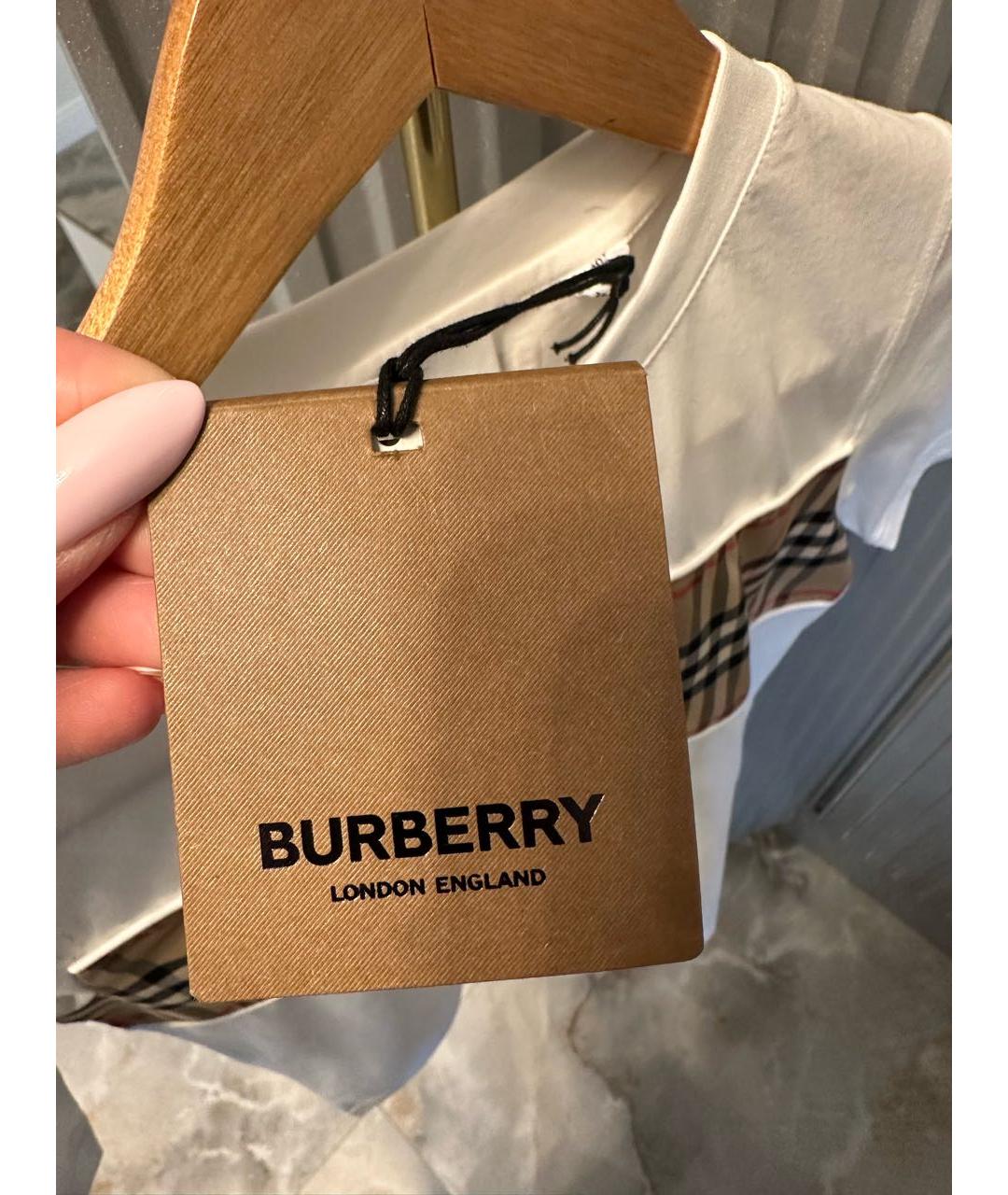 BURBERRY Белая хлопковая детская футболка, фото 7