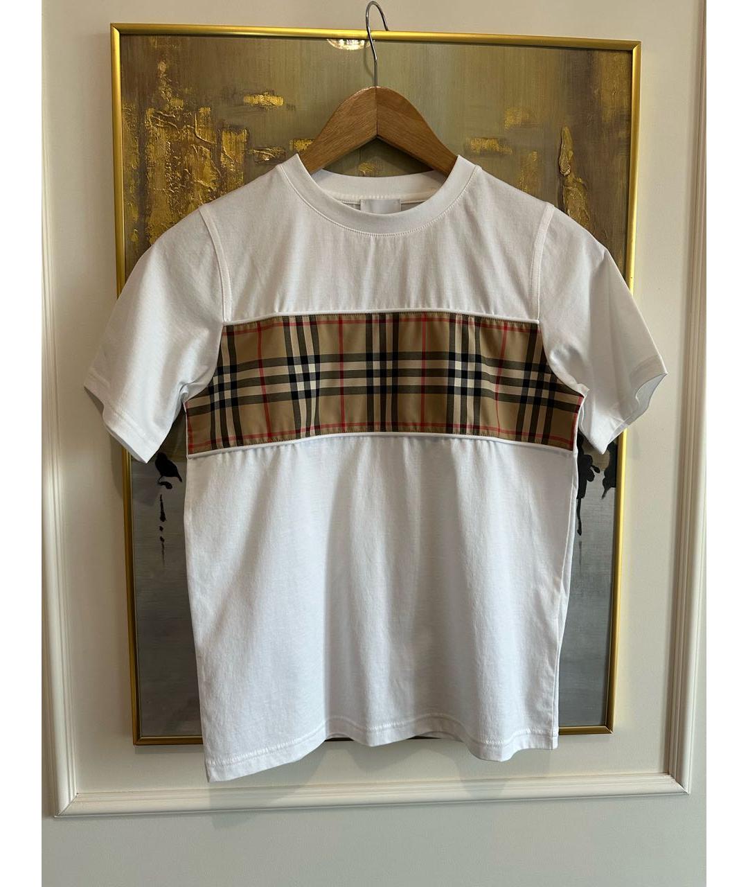 BURBERRY Белая хлопковая детская футболка, фото 9