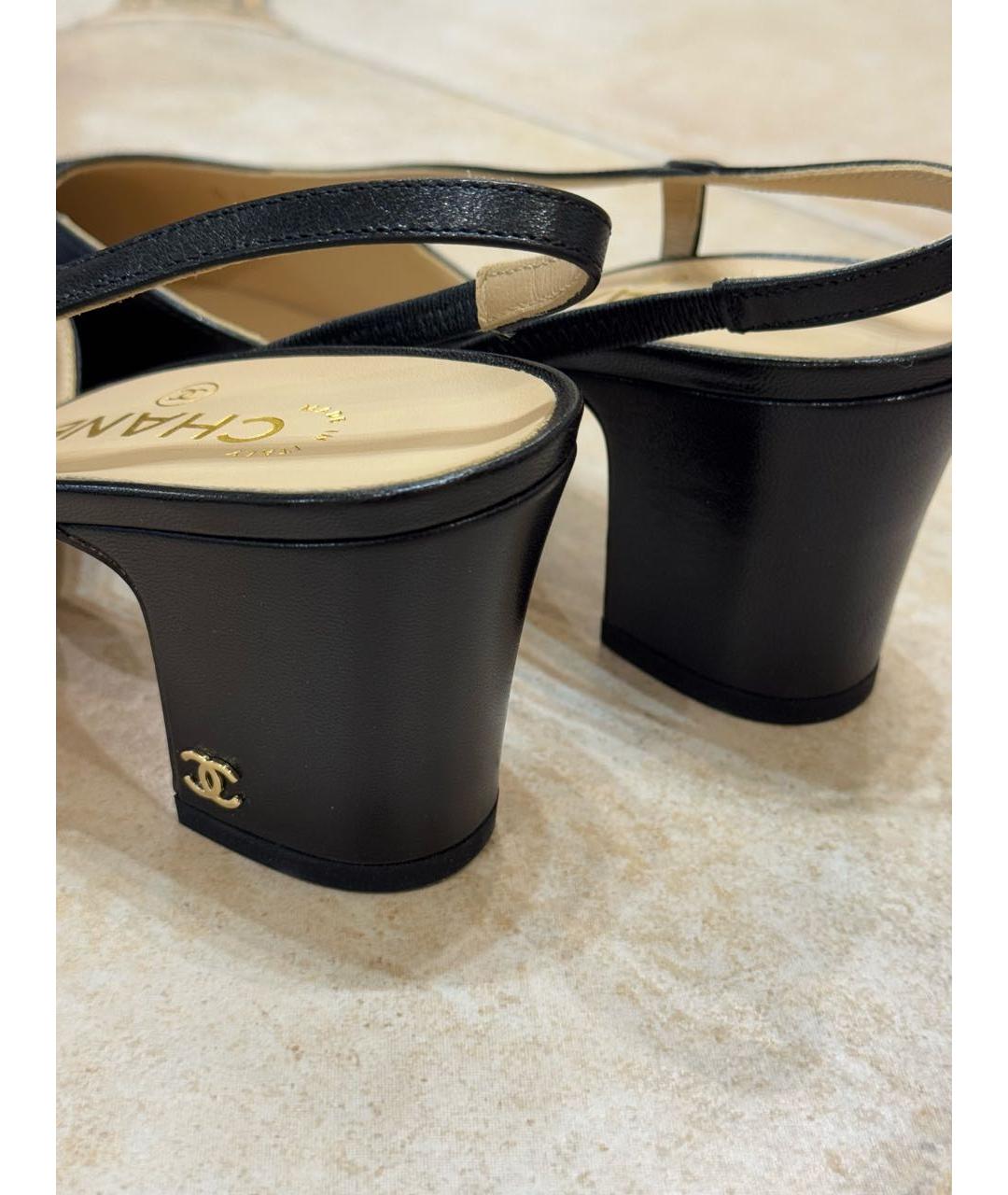 CHANEL Черные кожаные туфли, фото 5