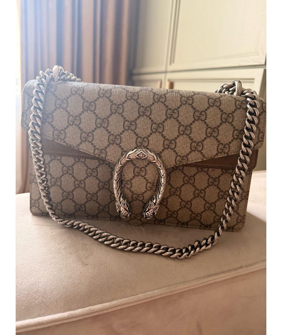 GUCCI Бежевая кожаная сумка через плечо, фото 7