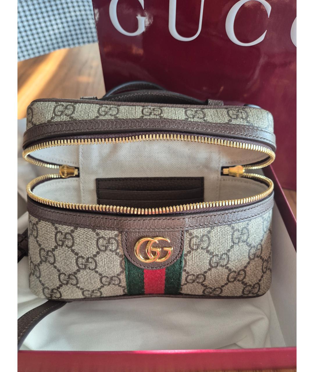 GUCCI Коричневая кожаная сумка с короткими ручками, фото 3