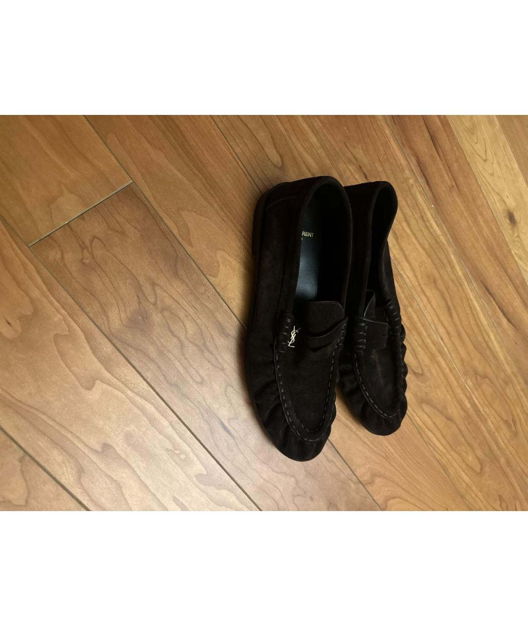 SAINT LAURENT Коричневые замшевые туфли, фото 7