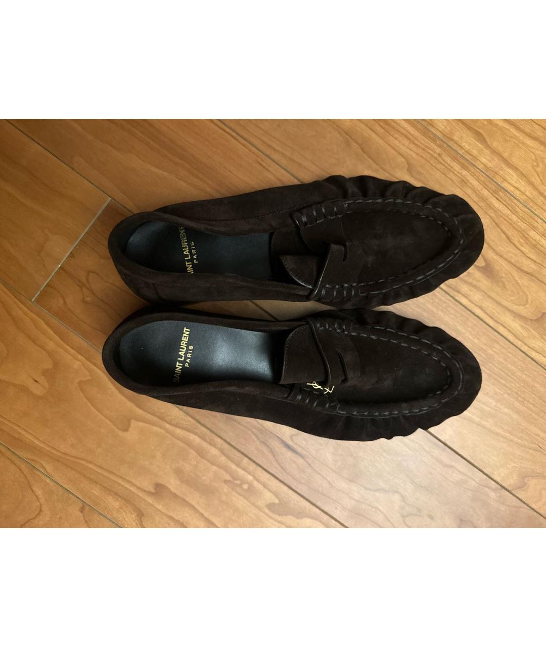 SAINT LAURENT Коричневые замшевые туфли, фото 2