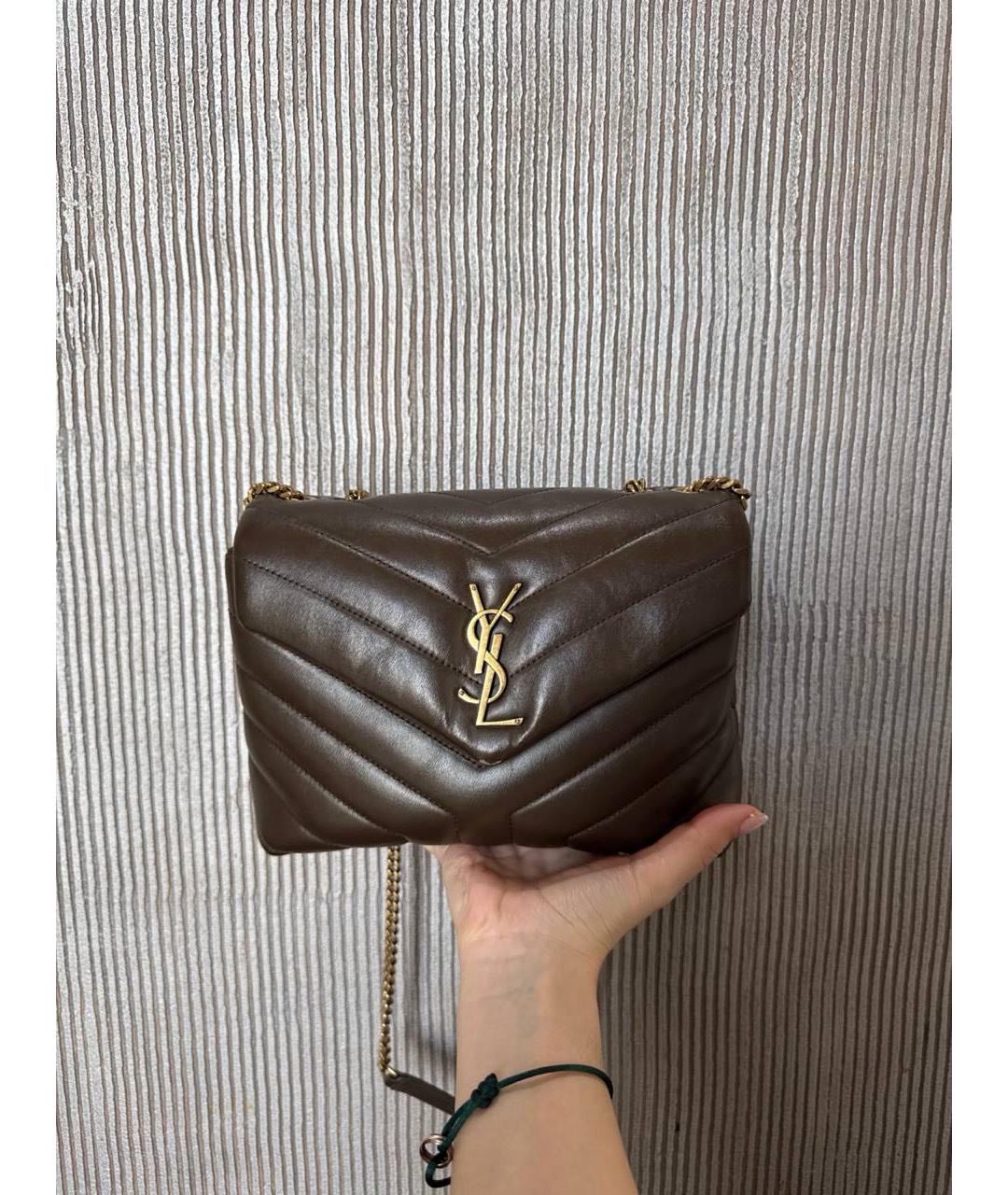 SAINT LAURENT Коричневая кожаная сумка через плечо, фото 6