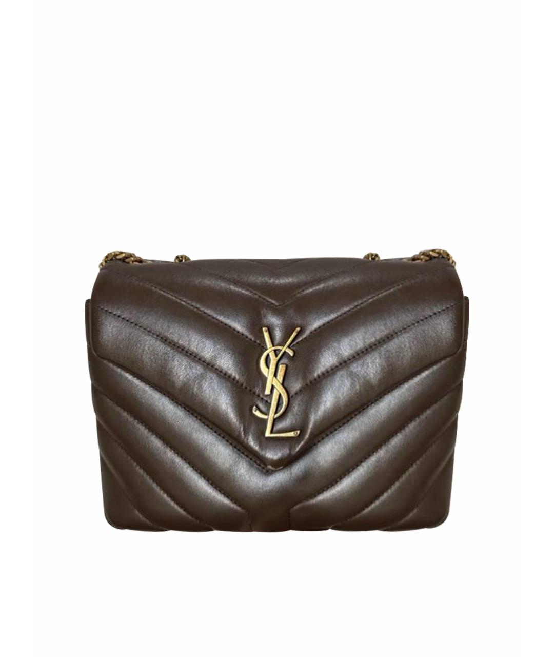 SAINT LAURENT Коричневая кожаная сумка через плечо, фото 1