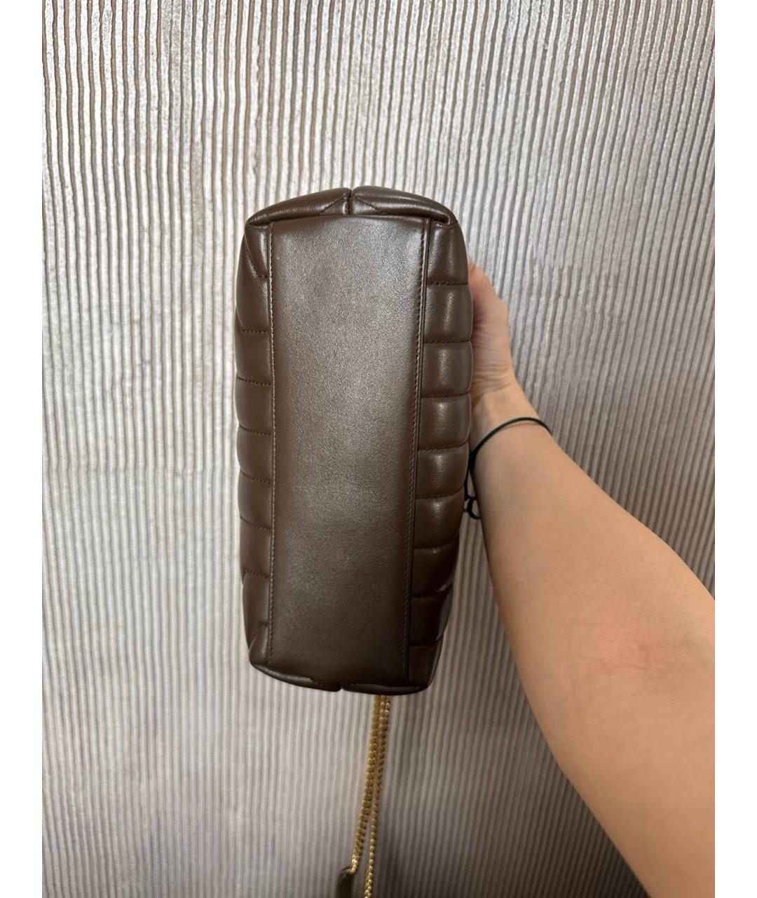 SAINT LAURENT Коричневая кожаная сумка через плечо, фото 5