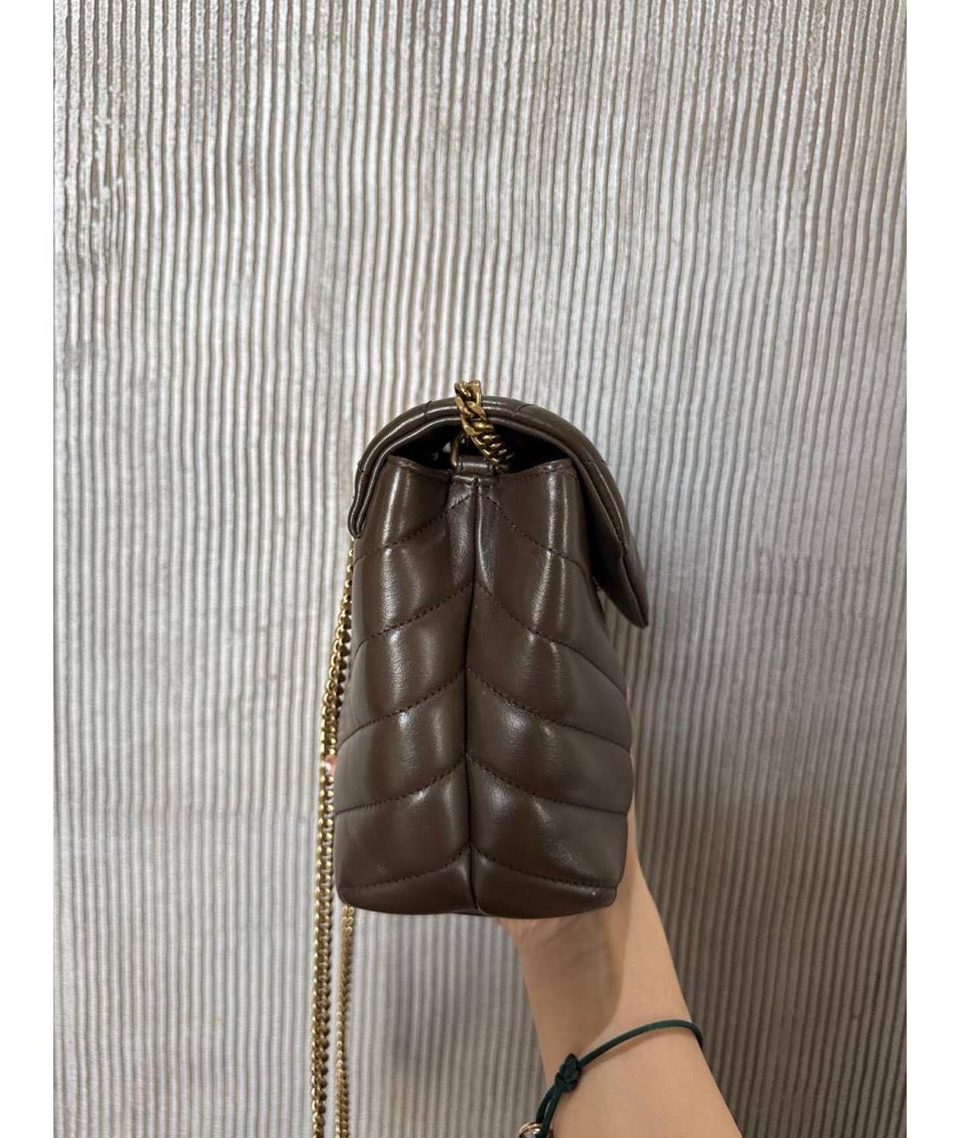 SAINT LAURENT Коричневая кожаная сумка через плечо, фото 2