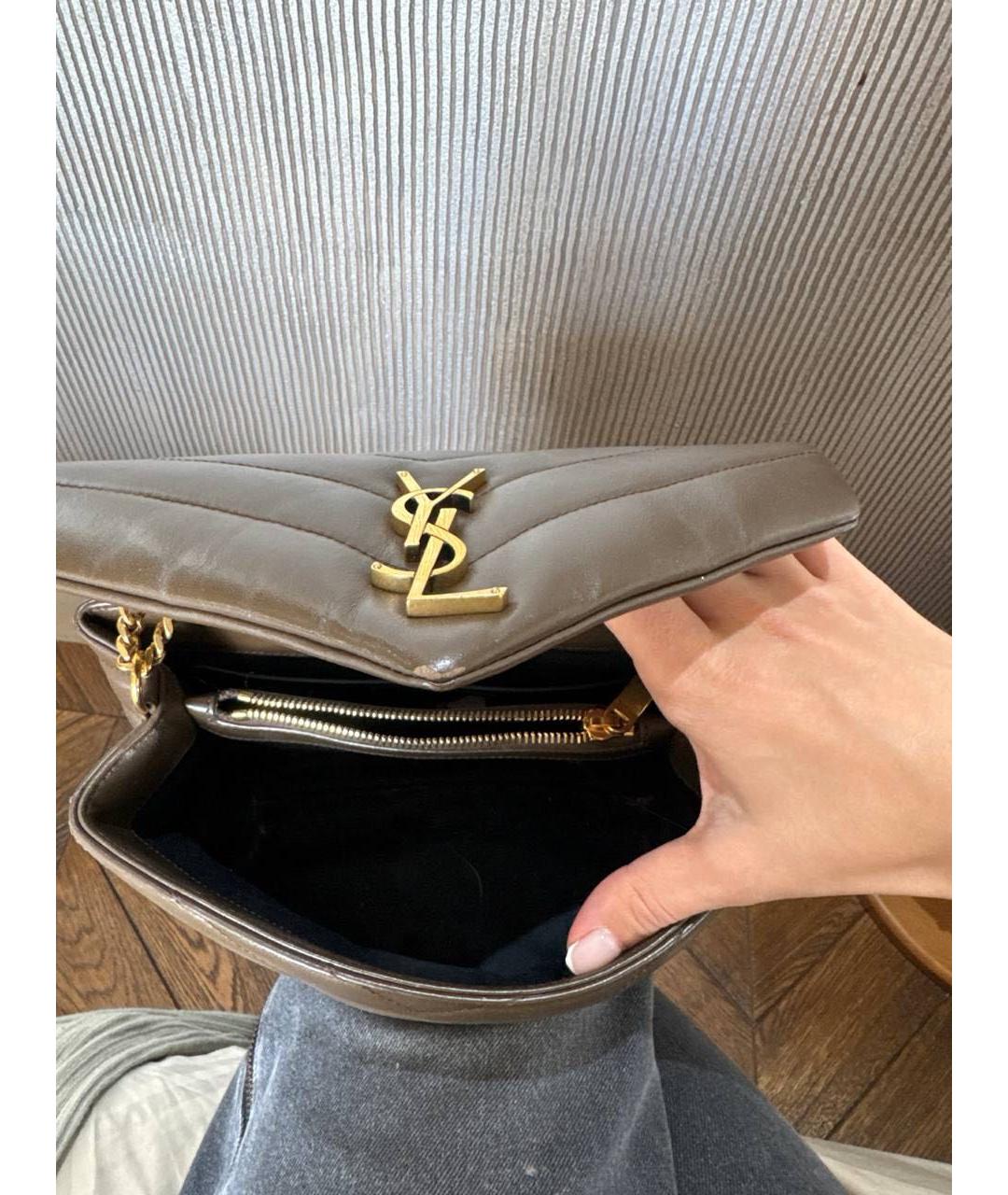 SAINT LAURENT Коричневая кожаная сумка через плечо, фото 4