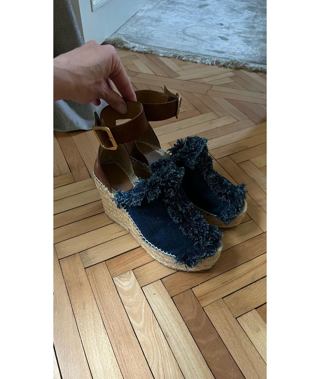 CHLOE Коричневые текстильные босоножки, фото 2