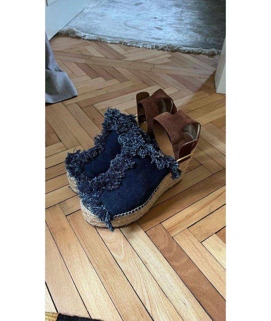 CHLOE Коричневые текстильные босоножки, фото 3