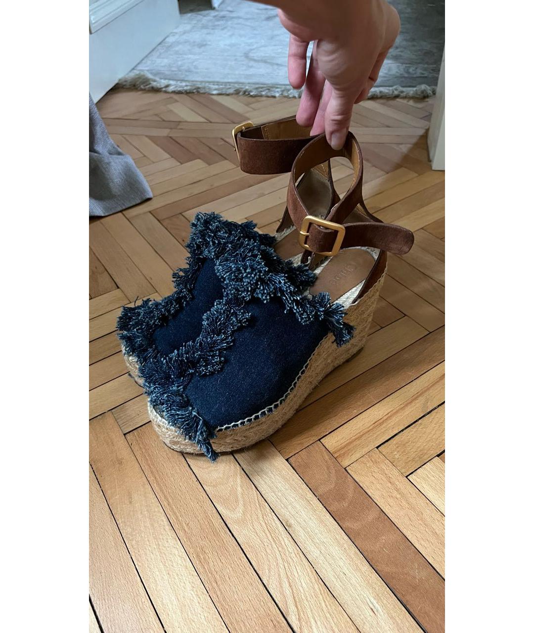 CHLOE Коричневые текстильные босоножки, фото 4