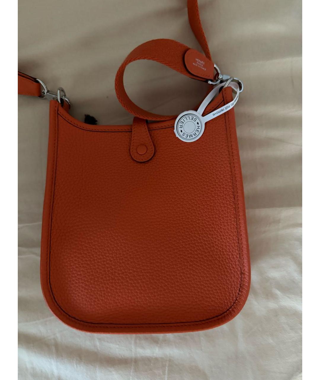 HERMES Оранжевая кожаная сумка через плечо, фото 4