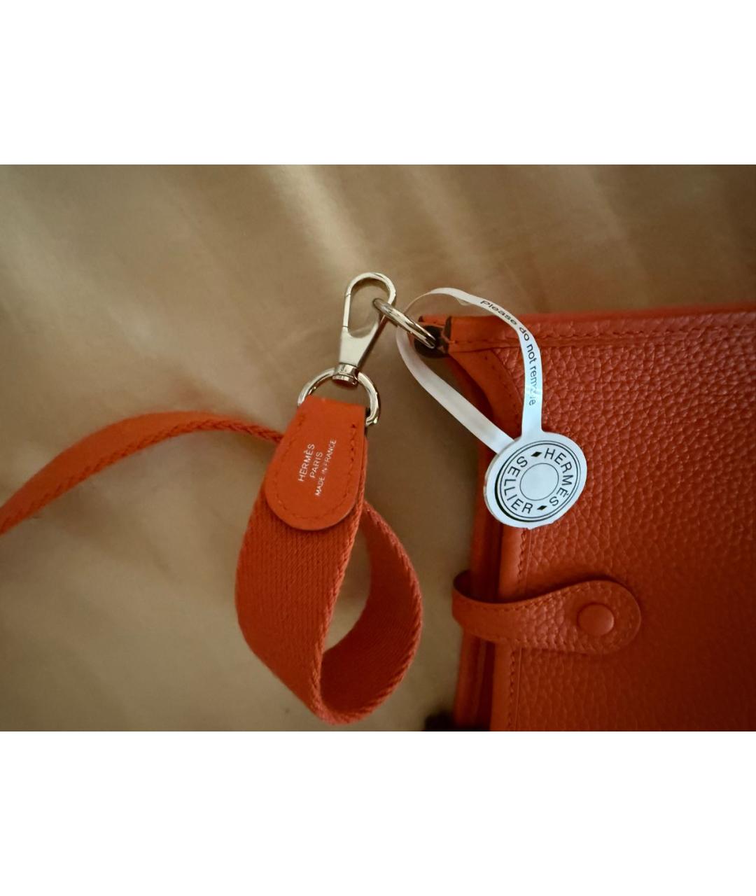 HERMES Оранжевая кожаная сумка через плечо, фото 2