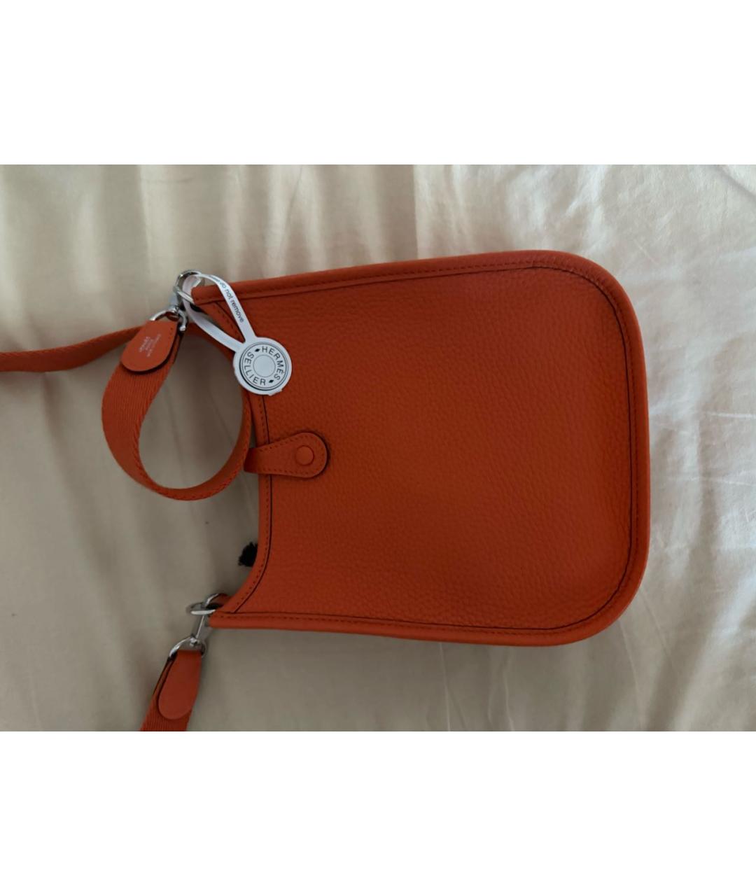 HERMES Оранжевая кожаная сумка через плечо, фото 3