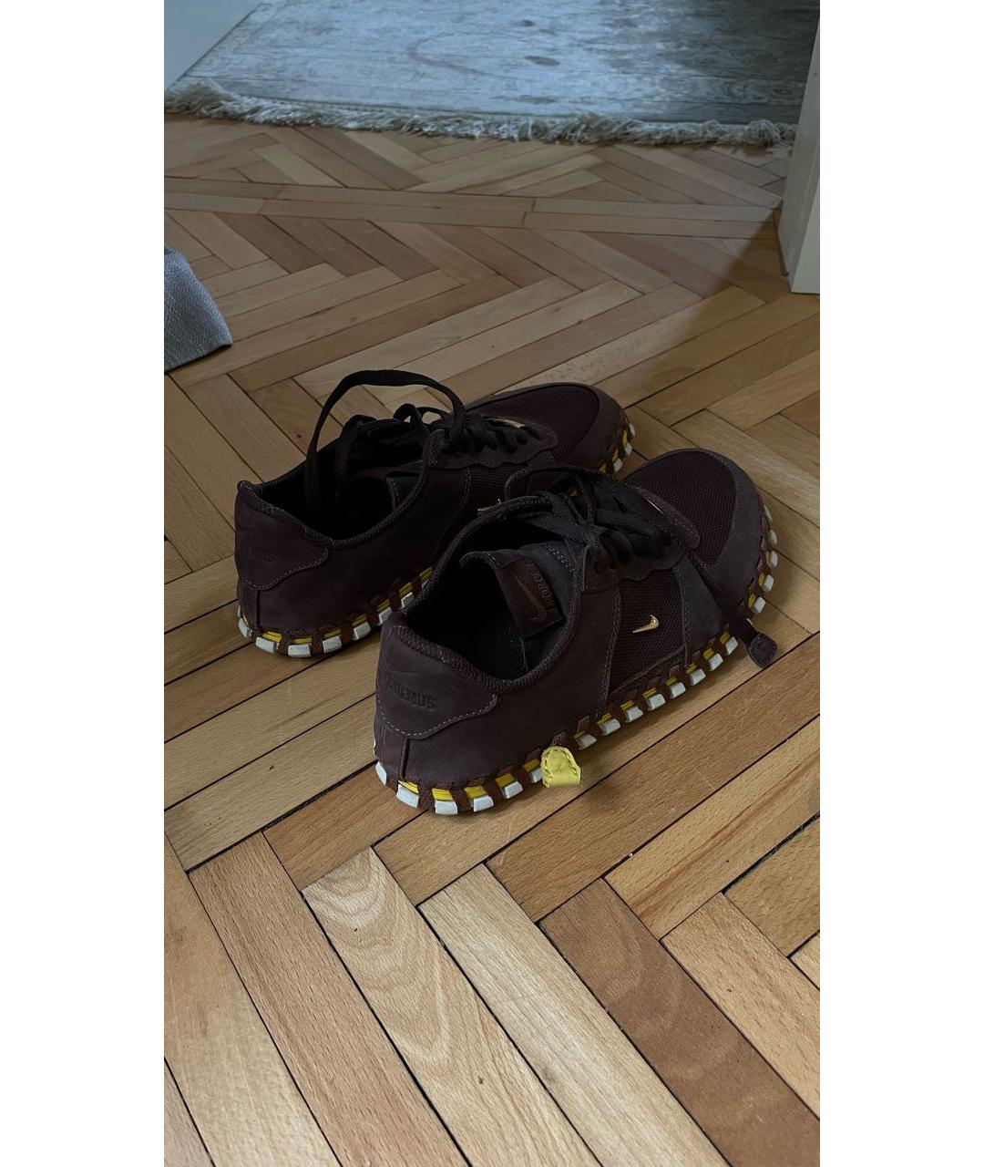 JACQUEMUS Коричневые кожаные кроссовки, фото 4