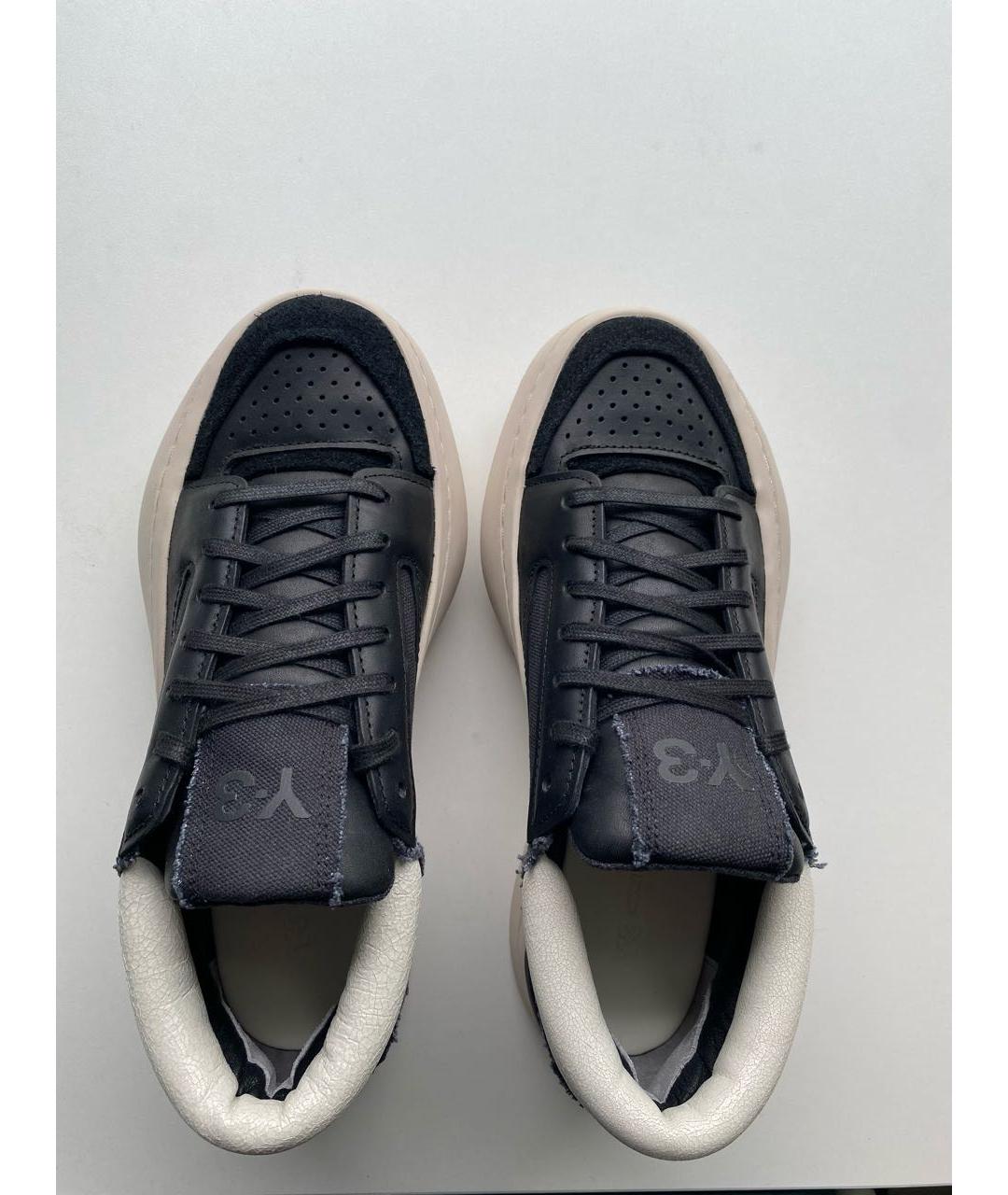 Y-3 Черные кожаные низкие кроссовки / кеды, фото 3