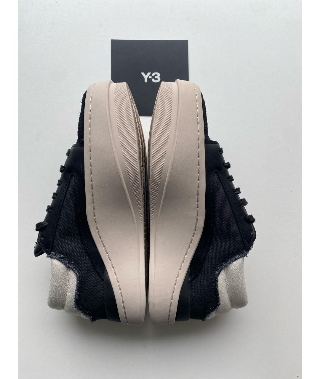 Y-3 Черные кожаные низкие кроссовки / кеды, фото 5