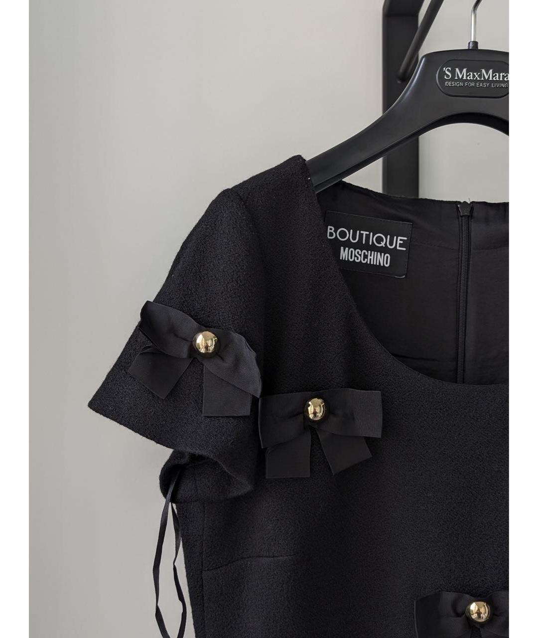 BOUTIQUE MOSCHINO Черное шерстяное вечернее платье, фото 3