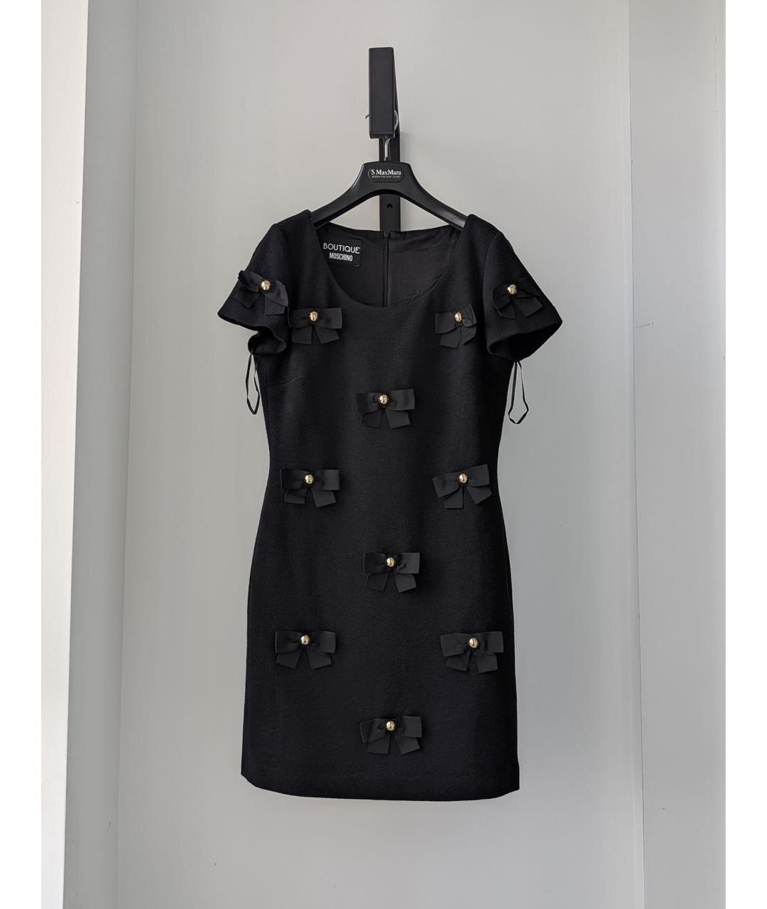 BOUTIQUE MOSCHINO Черное шерстяное вечернее платье, фото 7