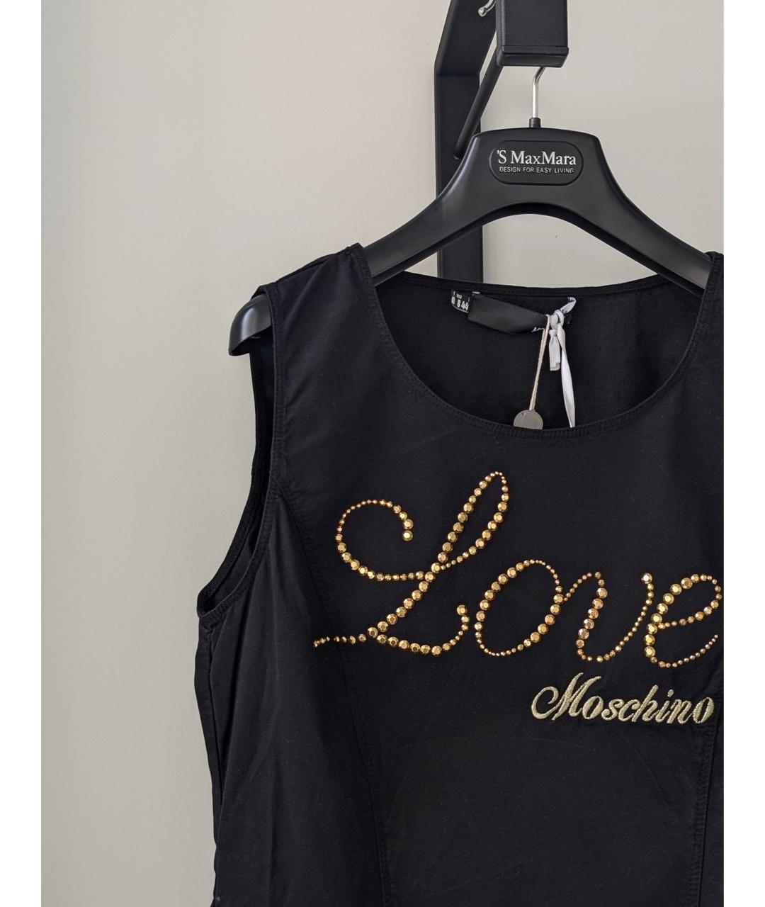 LOVE MOSCHINO Черное хлопковое повседневное платье, фото 3
