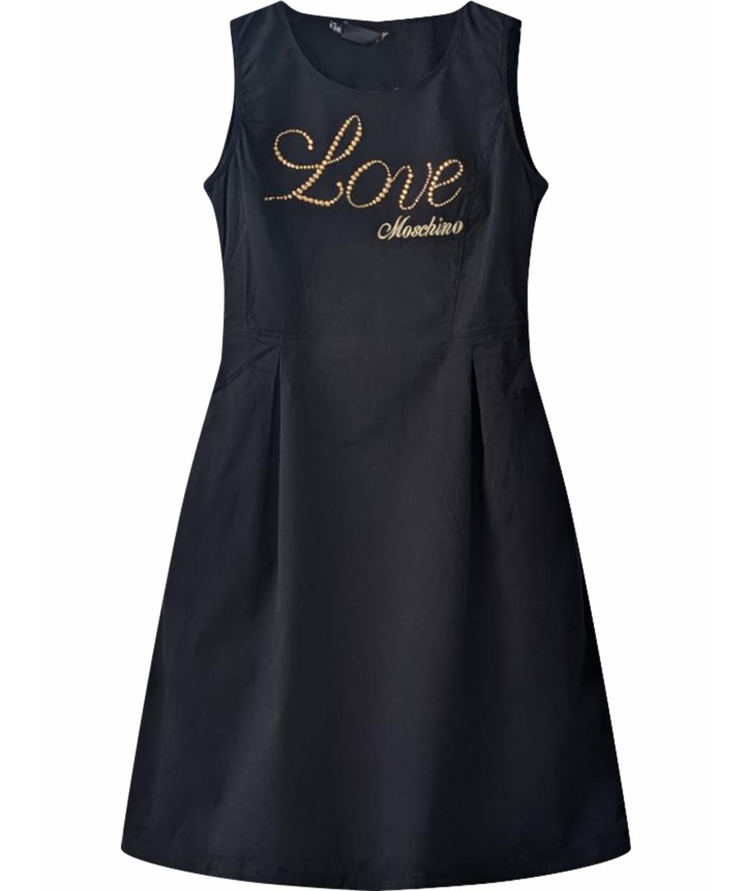 LOVE MOSCHINO Черное хлопковое повседневное платье, фото 1