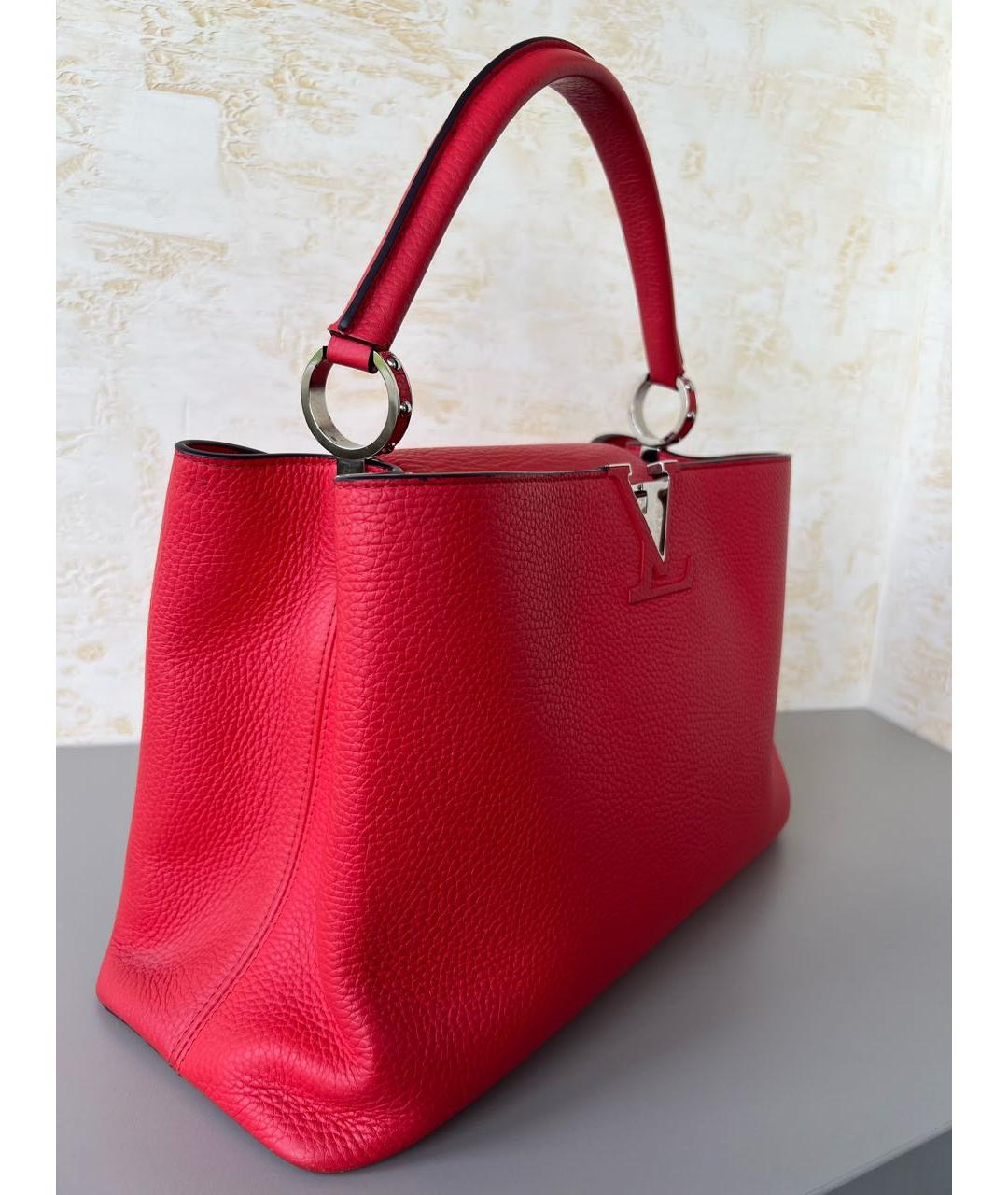 LOUIS VUITTON Красная кожаная сумка с короткими ручками, фото 2