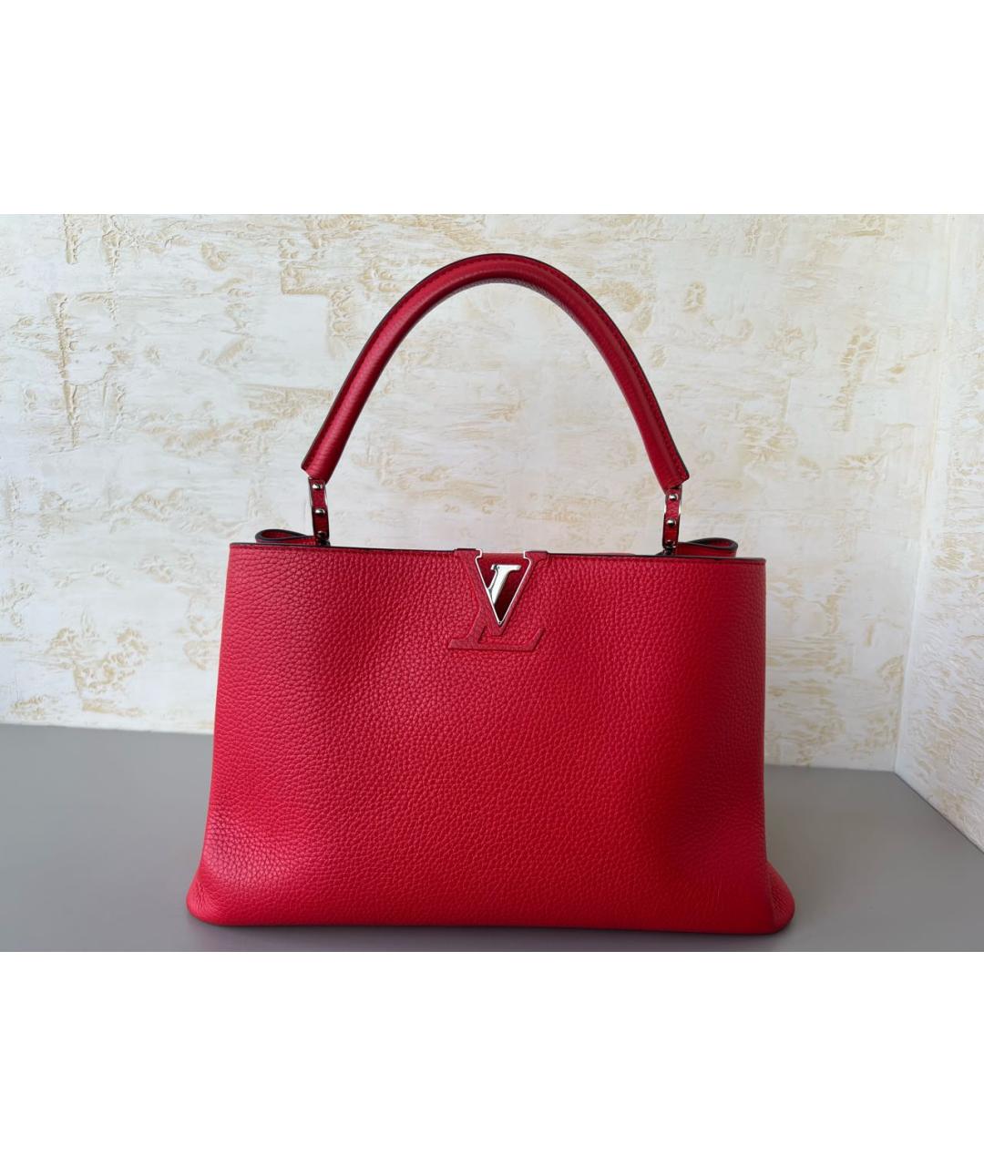LOUIS VUITTON Красная кожаная сумка с короткими ручками, фото 9