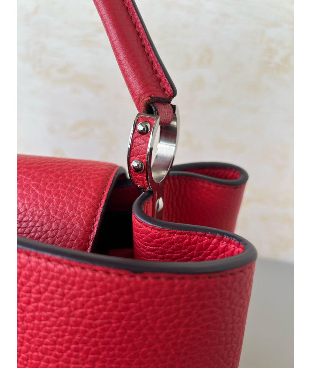 LOUIS VUITTON Красная кожаная сумка с короткими ручками, фото 7