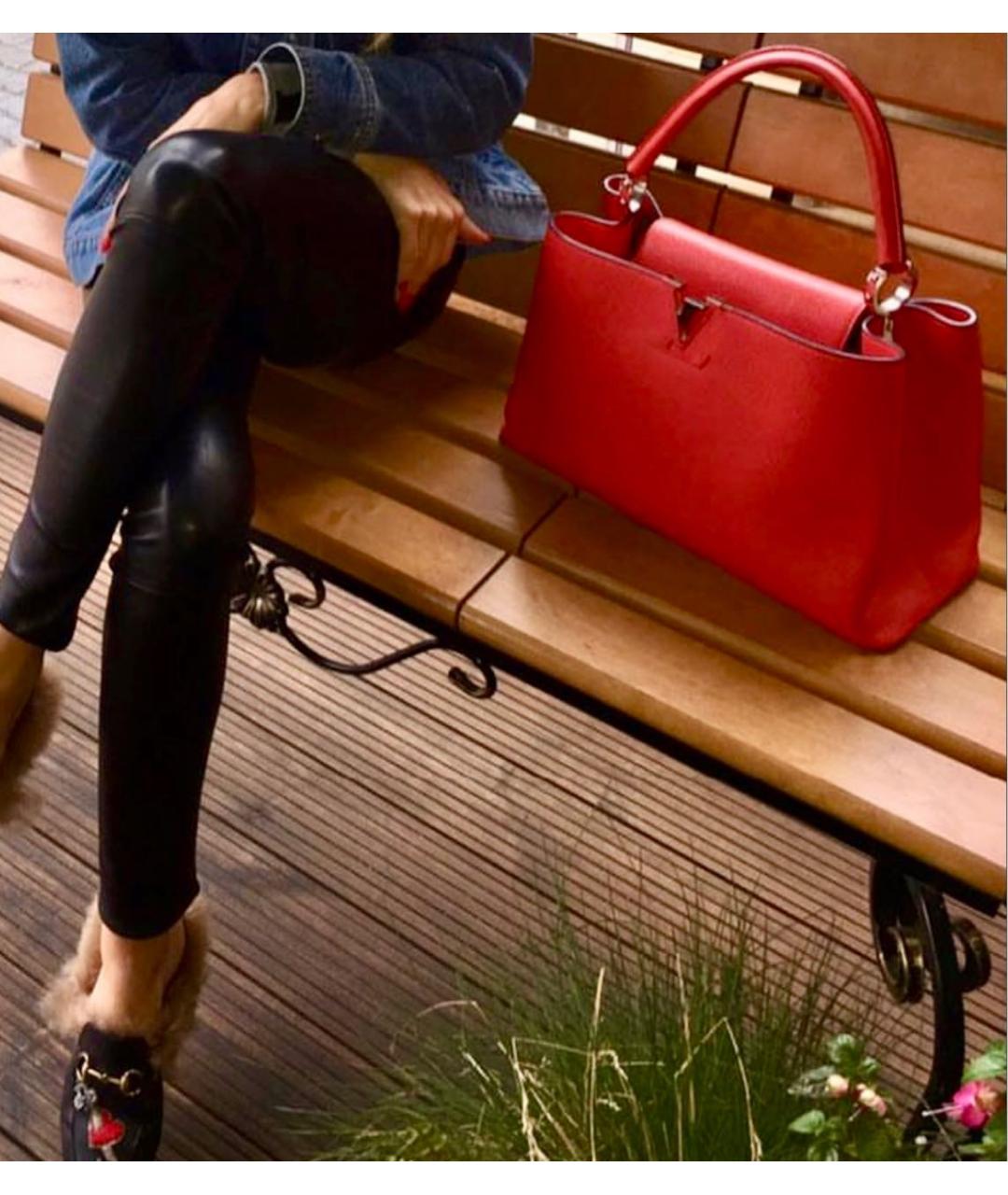 LOUIS VUITTON Красная кожаная сумка с короткими ручками, фото 8