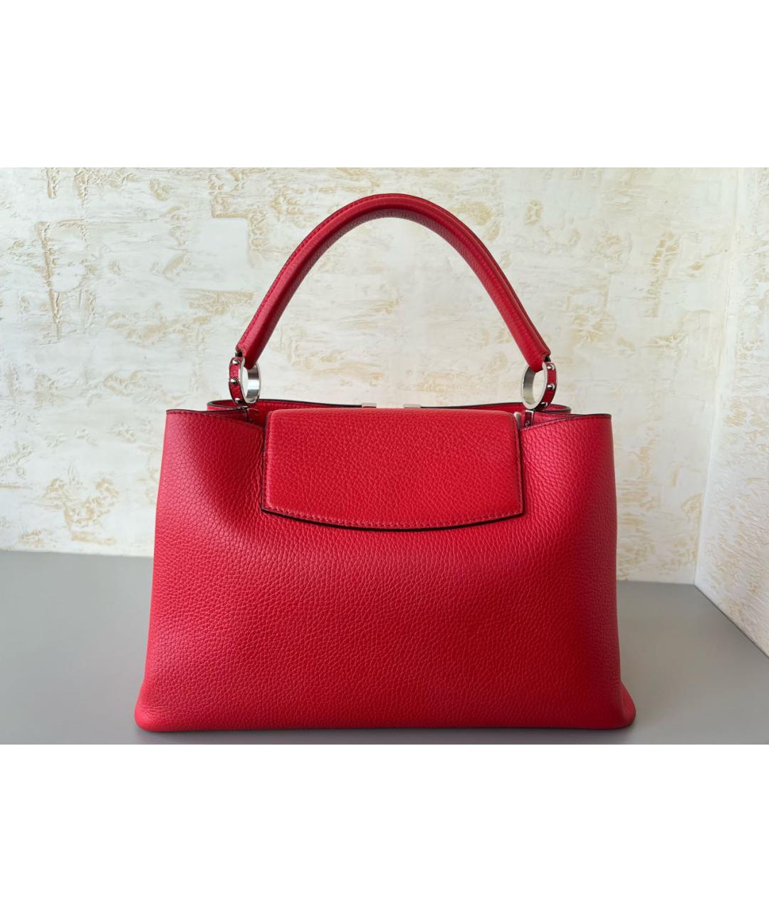LOUIS VUITTON Красная кожаная сумка с короткими ручками, фото 3