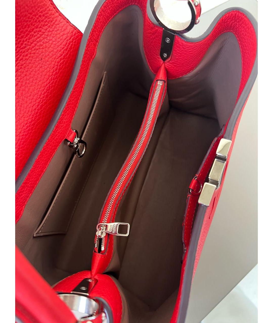 LOUIS VUITTON Красная кожаная сумка с короткими ручками, фото 4